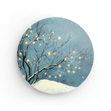 Rundes Wandbild | Hygge im Schnee - Skandinavische Winternacht