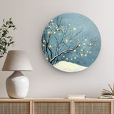 Rundes Wandbild | Hygge im Schnee - Skandinavische Winternacht