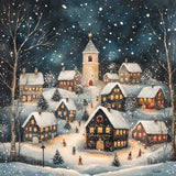 Poster | Stern über stillen Dächern - Märchenhaftes Weihnachtsdorf mit Kirche