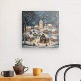 Leinwand - Stärke 2cm | Stern über stillen Dächern - Märchenhaftes Weihnachtsdorf mit Kirche