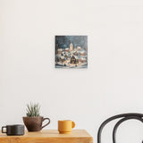 Photoboard / Hartschaum | Stern über stillen Dächern - Märchenhaftes Weihnachtsdorf mit Kirche