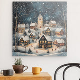 Photoboard / Hartschaum | Stern über stillen Dächern - Märchenhaftes Weihnachtsdorf mit Kirche