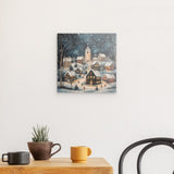 Photoboard / Hartschaum | Stern über stillen Dächern - Märchenhaftes Weihnachtsdorf mit Kirche