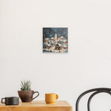 Alu Dibond (matt) | Stern über stillen Dächern - Märchenhaftes Weihnachtsdorf mit Kirche