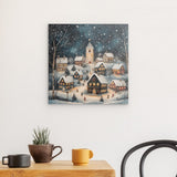 Alu Dibond (matt) | Stern über stillen Dächern - Märchenhaftes Weihnachtsdorf mit Kirche