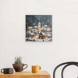 Alu Dibond (matt) | Stern über stillen Dächern - Märchenhaftes Weihnachtsdorf mit Kirche