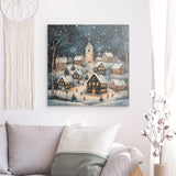 Alu Dibond (matt) | Stern über stillen Dächern - Märchenhaftes Weihnachtsdorf mit Kirche