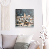 Alu Dibond (matt) | Stern über stillen Dächern - Märchenhaftes Weihnachtsdorf mit Kirche