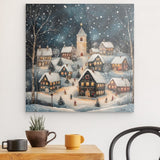 Acrylglas | Stern über stillen Dächern - Märchenhaftes Weihnachtsdorf mit Kirche