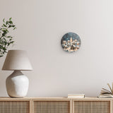 Rundes Wandbild | Stern über stillen Dächern - Märchenhaftes Weihnachtsdorf mit Kirche