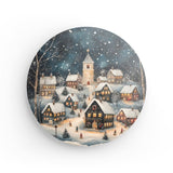 Rundes Wandbild | Stern über stillen Dächern - Märchenhaftes Weihnachtsdorf mit Kirche