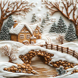 Poster | Süßer Winterfrieden - Lebkuchendorf mit Zuckerguss und Keksbrücke