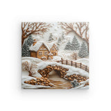 Leinwand - Stärke 2cm | Süßer Winterfrieden - Lebkuchendorf mit Zuckerguss und Keksbrücke