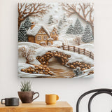 Leinwand - Stärke 2cm | Süßer Winterfrieden - Lebkuchendorf mit Zuckerguss und Keksbrücke