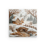 Photoboard / Hartschaum | Süßer Winterfrieden - Lebkuchendorf mit Zuckerguss und Keksbrücke
