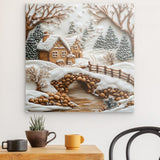 Photoboard / Hartschaum | Süßer Winterfrieden - Lebkuchendorf mit Zuckerguss und Keksbrücke
