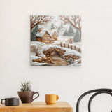 Photoboard / Hartschaum | Süßer Winterfrieden - Lebkuchendorf mit Zuckerguss und Keksbrücke