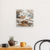 Photoboard / Hartschaum | Süßer Winterfrieden - Lebkuchendorf mit Zuckerguss und Keksbrücke