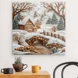 Alu Dibond (matt) | Süßer Winterfrieden - Lebkuchendorf mit Zuckerguss und Keksbrücke
