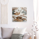 Alu Dibond (matt) | Süßer Winterfrieden - Lebkuchendorf mit Zuckerguss und Keksbrücke