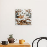 Alu Dibond (matt) | Süßer Winterfrieden - Lebkuchendorf mit Zuckerguss und Keksbrücke