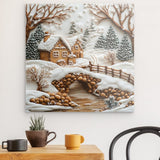 Acrylglas | Süßer Winterfrieden - Lebkuchendorf mit Zuckerguss und Keksbrücke