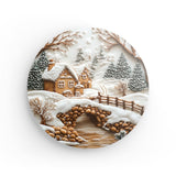 Rundes Wandbild | Süßer Winterfrieden - Lebkuchendorf mit Zuckerguss und Keksbrücke