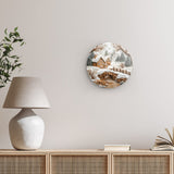 Rundes Wandbild | Süßer Winterfrieden - Lebkuchendorf mit Zuckerguss und Keksbrücke