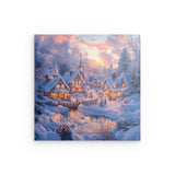 Alu Dibond (matt) | Winter Märchenwelt - Idyllisches Weihnachtsdorf am Bach