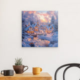 Alu Dibond (matt) | Winter Märchenwelt - Idyllisches Weihnachtsdorf am Bach