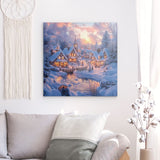 Alu Dibond (matt) | Winter Märchenwelt - Idyllisches Weihnachtsdorf am Bach