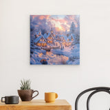 Acrylglas | Winter Märchenwelt - Idyllisches Weihnachtsdorf am Bach