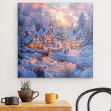 Acrylglas | Winter Märchenwelt - Idyllisches Weihnachtsdorf am Bach