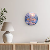 Rundes Wandbild | Winter Märchenwelt - Idyllisches Weihnachtsdorf am Bach