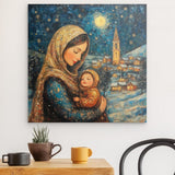 Alu Dibond (matt) | Winterzauber der Liebe - Winterliches Mutter-Kind-Bild