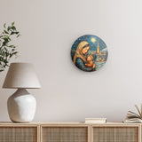 Rundes Wandbild | Winterzauber der Liebe - Winterliches Mutter-Kind-Bild