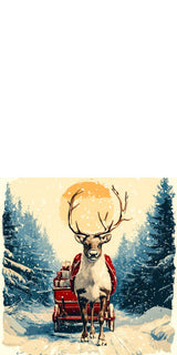 Plüschkissen (Weiss) | Bote der Freude - Rentier mit geschenkbeladenem Schlitten