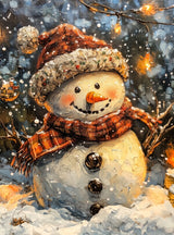 Puzzle | Frostige Magie - Stimmungsvolles Schneemann-Bild im Flockenfall