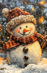 Puzzle | Frostige Magie - Stimmungsvolles Schneemann-Bild im Flockenfall