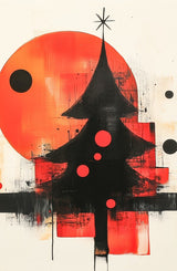 Puzzle | Minimalismus im Weihnachtslicht - Abstrakter Weihnachtsbaum in Rot und Schwarz