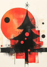 Puzzle | Minimalismus im Weihnachtslicht - Abstrakter Weihnachtsbaum in Rot und Schwarz