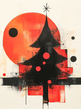 Puzzle | Minimalismus im Weihnachtslicht - Abstrakter Weihnachtsbaum in Rot und Schwarz