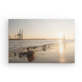 Leinwand - Stärke 2cm | Hamburg Elbufer Panorama Wandbild - ruhig und zeitlos