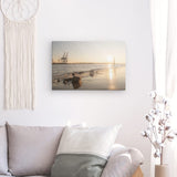 Leinwand - Stärke 2cm | Hamburg Elbufer Panorama Wandbild - ruhig und zeitlos