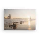 Leinwand - Stärke 2cm | Hamburg Elbufer Panorama Wandbild - ruhig und zeitlos