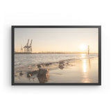 Photoboard (gerahmt) | Hamburg Elbufer Panorama Wandbild - ruhig und zeitlos