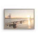 Photoboard (gerahmt) | Hamburg Elbufer Panorama Wandbild - ruhig und zeitlos