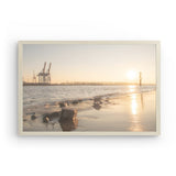 Photoboard (gerahmt) | Hamburg Elbufer Panorama Wandbild - ruhig und zeitlos