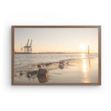 Photoboard (gerahmt) | Hamburg Elbufer Panorama Wandbild - ruhig und zeitlos