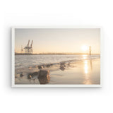 Photoboard (gerahmt) | Hamburg Elbufer Panorama Wandbild - ruhig und zeitlos